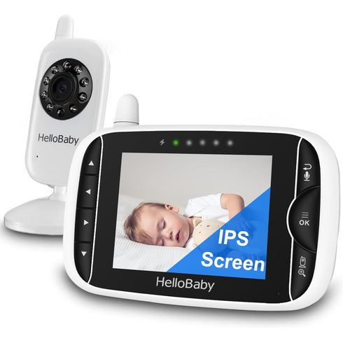 Video Baby Monitor with Camera, 3.2 Inch LCD Display, Night Vision, Two-Way Audio, and Room Temperature Monitoring