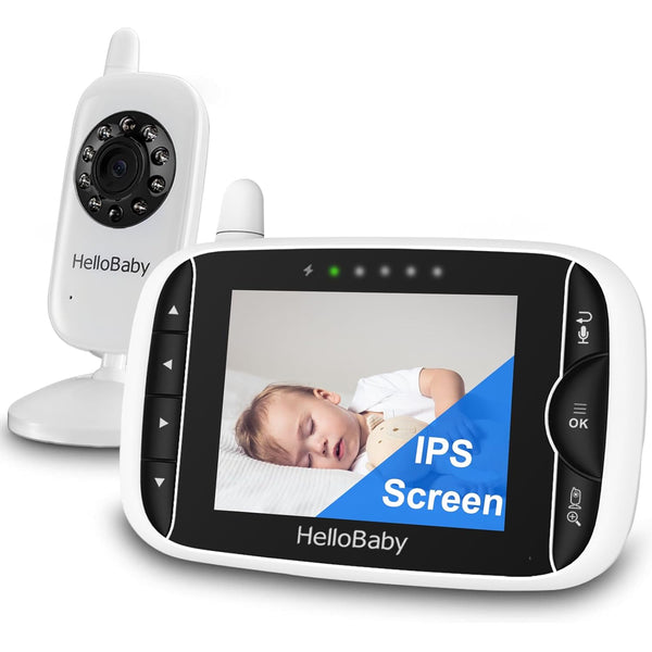 Video Baby Monitor with Camera, 3.2 Inch LCD Display, Night Vision, Two-Way Audio, and Room Temperature Monitoring