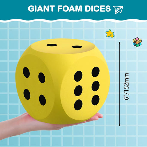 6 Inches Sessions(Multicolor,4 Shappy Foam Dice Fun Filled Large Educational Toy Kawaii Giant Dice Decorative Eva Foam