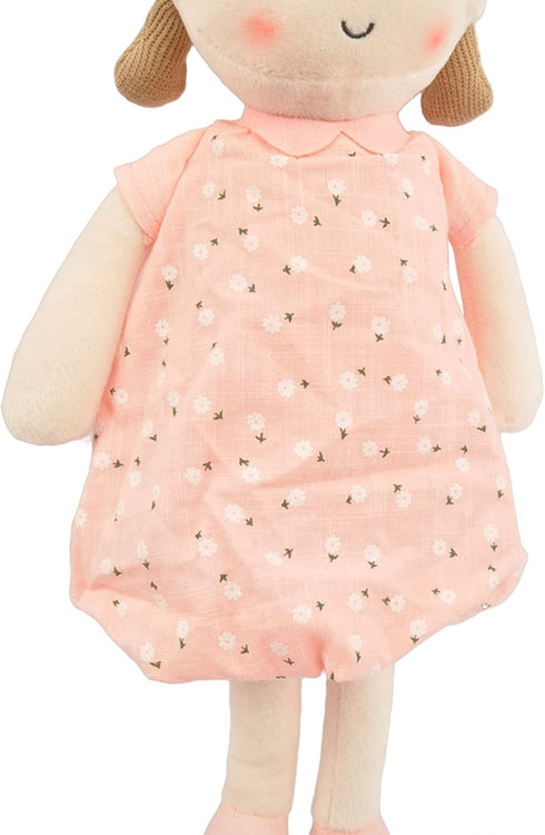 15" (89835) Linzy Toys, Soft Plush Light Pink Blue Emily Rag Doll for Girl, My First Rag Doll, Muecas de Trapo para