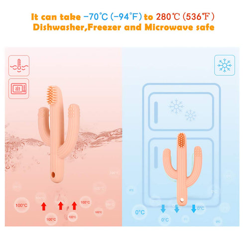 Cactus Teether, Baby Teething Toys for 0-6 Months, Natural Organic BPA Free (Peachy)