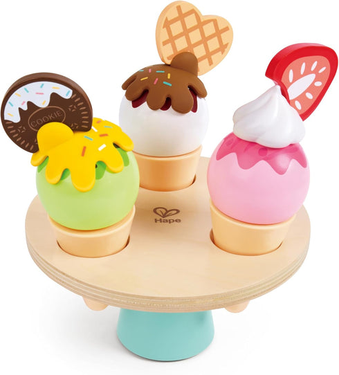 Set Playset 14 2+ Hape Scoop & Serve Ice Cream Wooden Toddler with Realistic Scoop, Rotating Display, and Accessories