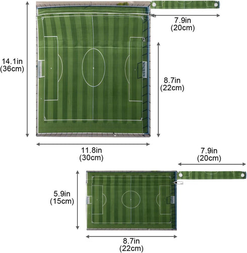Haskirky 2 Soccer Field Pcs Cloth Diaper Wet Dry Bags,Waterproof and Washable Bag for Travel Reusable Wet Bag for Baby
