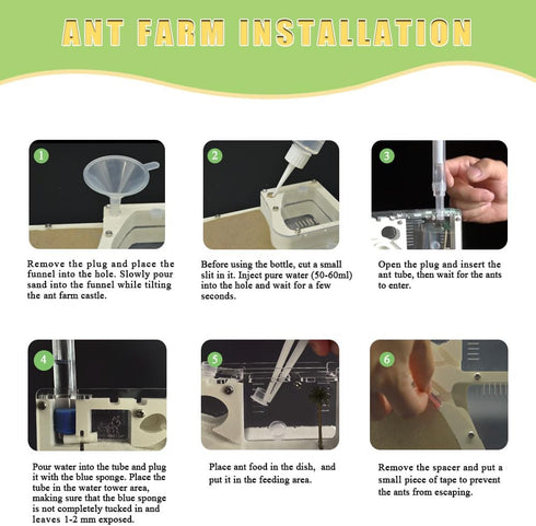 Ant Farm Castle - Ant Farms with Yellow Sand and Tool Kit for Kids, Educational Observation Habitat Science Kit