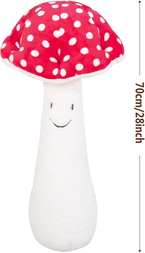 28'' Large Mushroom Plush Pillow, Red Mushroom Shaped Stuffed Animal, Soft Big Plushies Gift for Kids