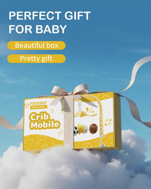 35 3 FEISIKE Baby Crib Mobile with Lullabies, Modes Rotation & Music, Soother Toy Adjustable Volume, Sport-Themed