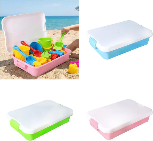 GWUIOREX Multipurpose Sensory Bin, Sand Tray with Lid, Portable Storage Box, Perfect for Sandbox, Poolside, Beach