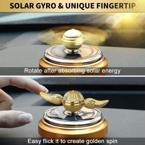 Mechaniker Golden Fidget Spinner Solar Energy Toy, Car Air Freshener Dashboard Decoration Powered by Sunshine, Cool