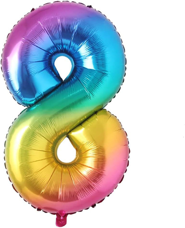 40inch Big Rainbow Foil Birthday Balloon - Helium Number Balloons for Happy Birthday Party Decorations