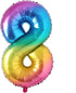 40inch Big Rainbow Foil Birthday Balloon - Helium Number Balloons for Happy Birthday Party Decorations