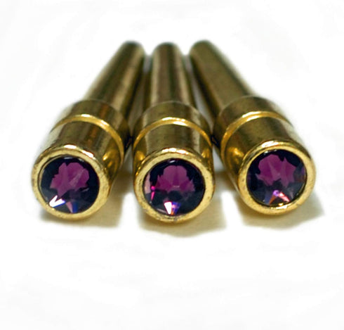 WE Games Brass Cribbage Pegs - Set of 3 with Swarovski Austrian Crystals in Amethyst Purple