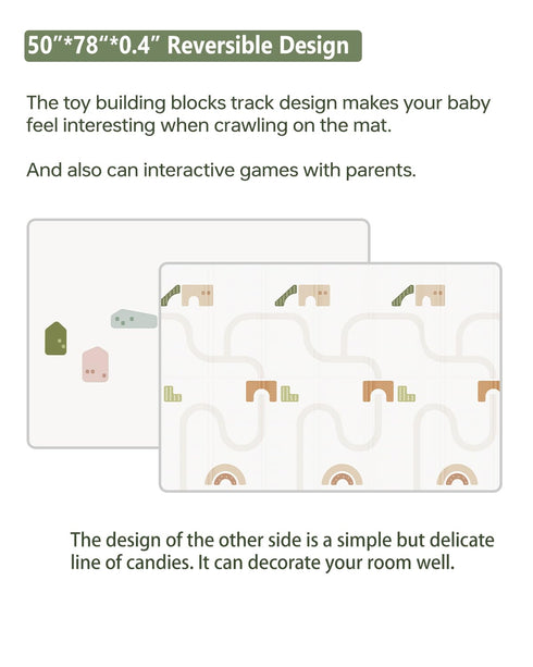 Outdoor(50"*78"*0.4") BG-BABYGO Baby Play Mat Foldable Baby Floor Play Mat Large Soft Foam Playmat for Babies