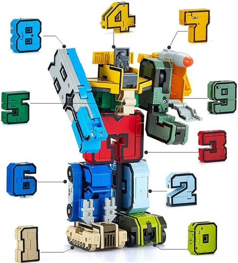 15 3-10 Number Transforming Toys Pieces Number Robot, Number-Blocks for Learning & Play Transform Into Car