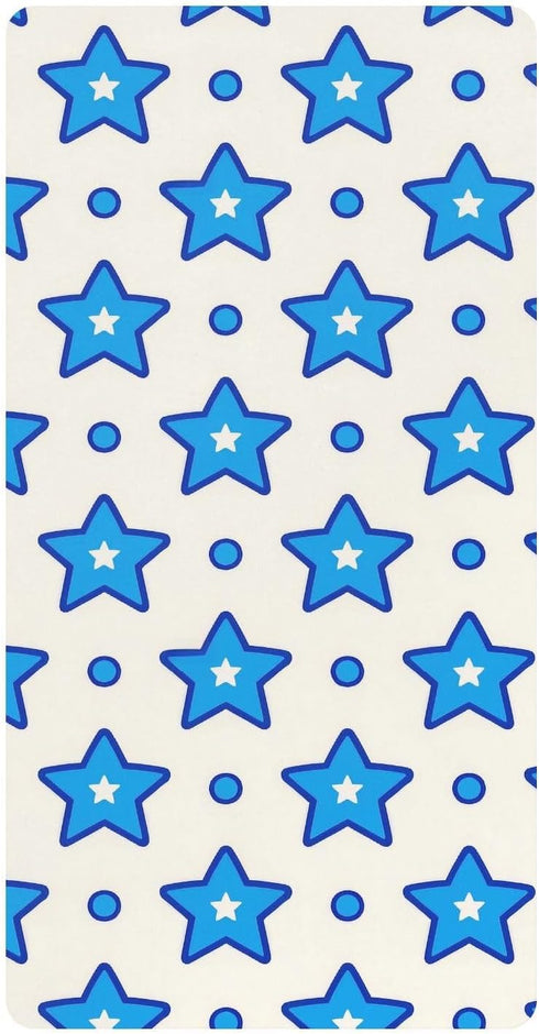 miaozhen Cotton Baby Crib Sheets Soft Stretchy Blue Stars Dot Blue Light Toddler