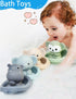Auvitaya Baby Bath Toy Stackable Infant Bathtub Toys Stacking Floating Boat Train with Animal Finger Puppets Bath Toy