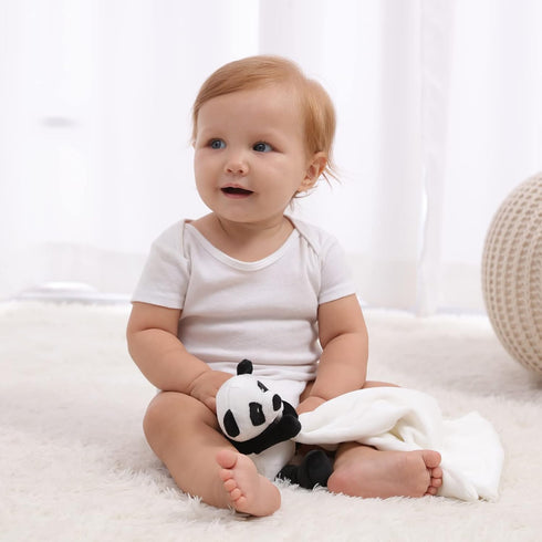 Apricot Lamb Stuffed Animals Security Blanket, Panda Character Blanket, Luxury Snuggler Plush (White Panda)