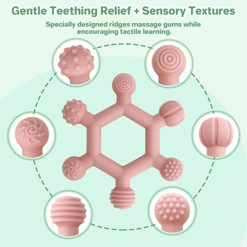 3 Pack 6-24 Meartchy Baby Teething Toys, BPA-Free Silicone Baby Teether Toys Teething Relief, Chew Toy for Babies