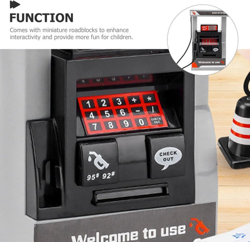 VICASKY Miniature Gas Station Model Toy for Doll House, 1pcs Simulation Decor for Kids