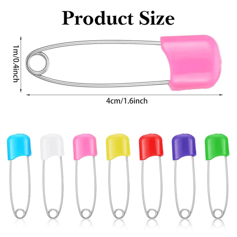 Yolev 100 (7 Pcs Diaper Pins Baby Safety Pins Plastic Head Baby Diaper Pins for Cloth Diapers with Safe Locking Colors)
