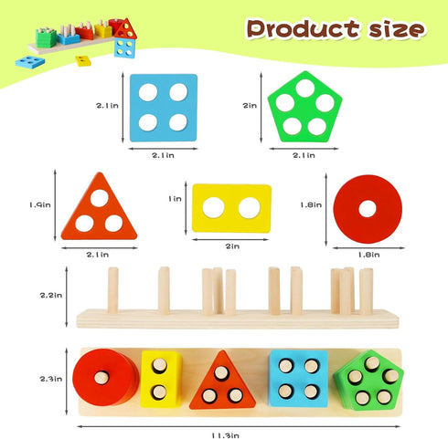 LovesTown 20PCS Montessori Toys, Wooden Sensory Toys Stacking Sorting Toys Toddler Learning Toy Activities Puzzles for Toddlers Kids Baby Boys Girls Birthday Gifts