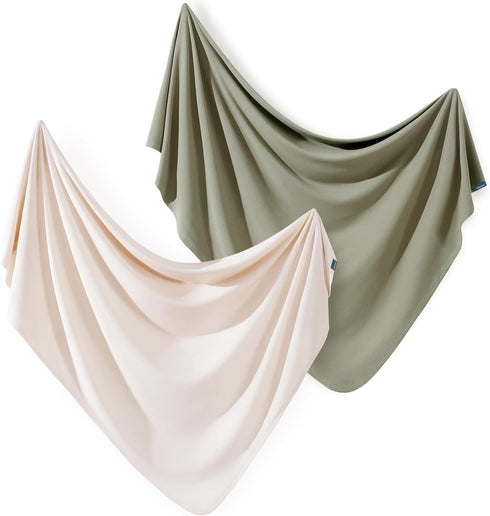 GRSSDER 2 Pack Newborn Swaddle Blanket, Ultra Soft Stretchy Jersey Knit Extra