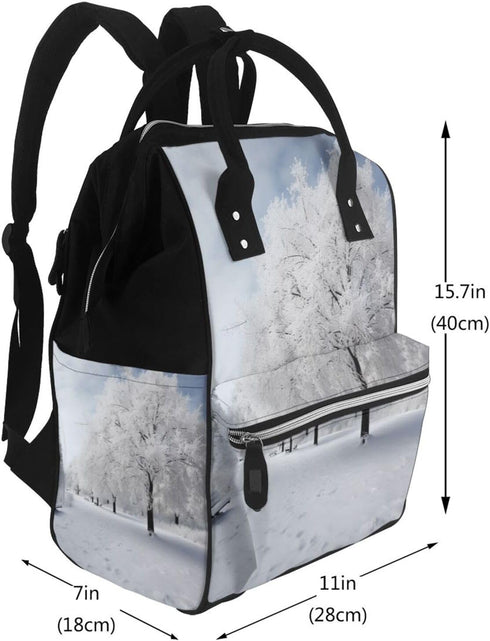 OUSIKA Backpack Daypacks White Snow Tree Print Diaper Bag Multifunction Laptop Travel Large Nappy Bag, Black, One Size