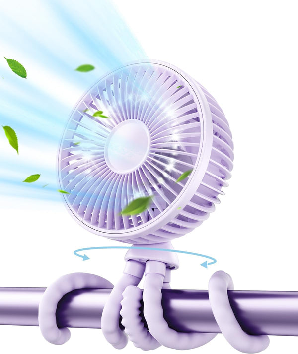 Gaiatop Oscillating Baby Stroller Fan with LED Night Light, 4 Speeds Cooling
