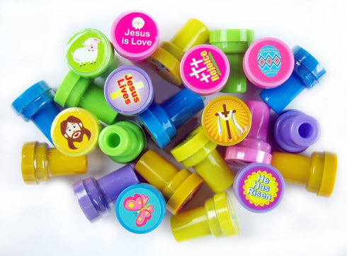 Tiny Mills 24 Pcs He Lives Jesus Stampers, Kids Easter Egg Fillers, Basket Stuffers, VBS Prizes