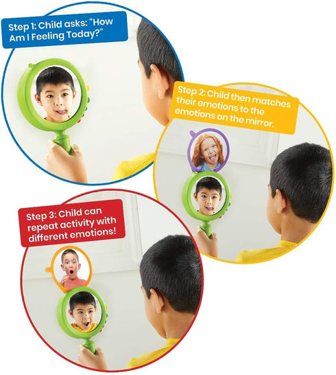 hand2mind Set, Set 4 See My Feelings Mirror, Play Therapy Toys, Mindfulness for Kids, Emotional Regulation Activities
