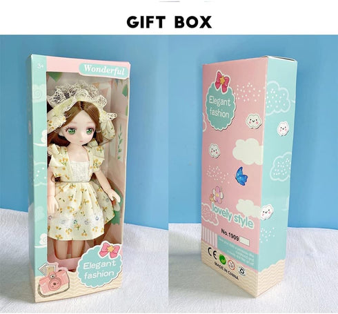 Anime BJD Doll 1/7 SD Dolls 9 Inch 18 Ball Jointed Doll DIY Toys with Clothes Outfit Shoes Non-Adjustable Hair Makeup,Best Gift for Girls Kids Children -Rita