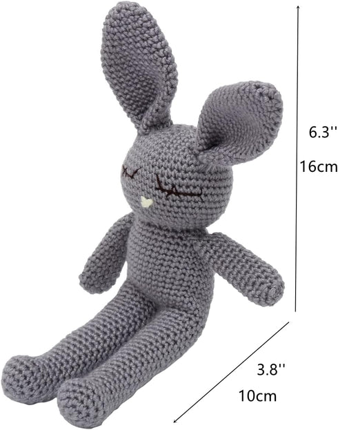 Moni's Choice Handmade Stuffed Plush Baby Crochet Bunny Rabbit, Grey Lovey Sleep Toy for Newborns