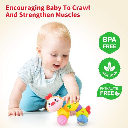 6-12 Inchworm Tummy 6 7 8 9 12 18 Vanmor Baby Toys Months, Infant Musical Caterpillar Crawling Toy, Press and Go