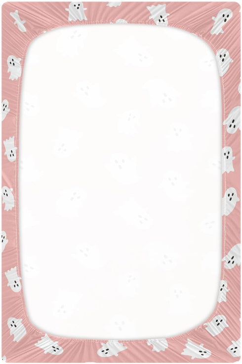 SDMKA 28x52 Inch Cute Halloween Pattern Crib Sheets for Boys Girls - Portable Microfiber Fitted Crib Sheet for Standard