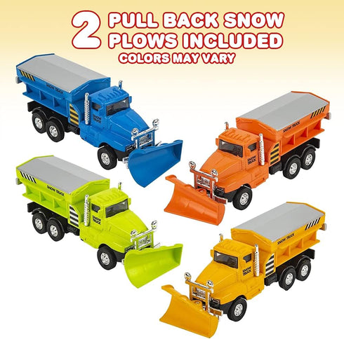 Set 2, Pullback ArtCreativity Pull Back Snow Plow Toys, of Diecast Metal Kids Toys, Cool Car Toys for Boys and Girls