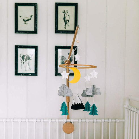 Baby Crib Mobile, Starry Woodland Night, Mint - Nursery Decoration Crib Mobile for Boys and Girls