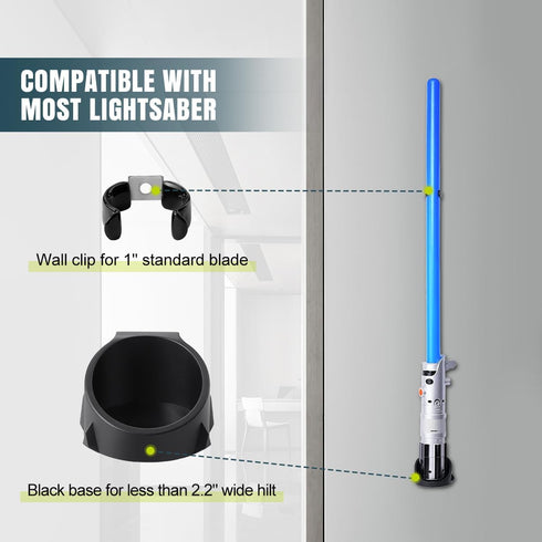 Lenink 2 Pack Lightsaber Wall Mount Holder Rack, Compatible with Galaxy's Edge and Most Lightsabers (Black)