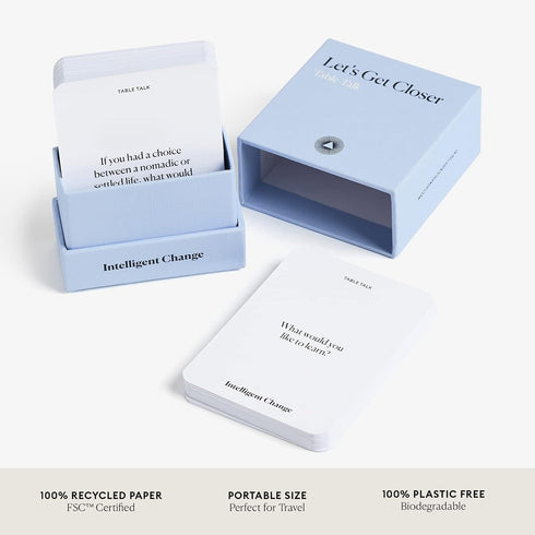 52 Intelligent Change Get Closer: Table Talk Conversation Cards, Dinner Party Conversation Starters, Fun Talking Card