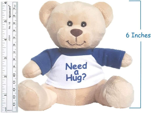 Super Cute and Cuddly 6 Inch Plush Mini Teddy Bear with Need a Hug? Message T-Shirt, Great for Gift Baskets