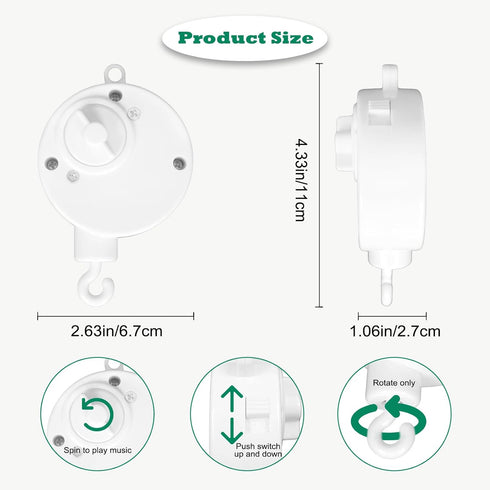 LIUDHPSP 23 inch Baby Crib Mobile Bed Bell Holder Arm Bracket, with Music Box, The Claw Part can be Adjusted Width-DIY