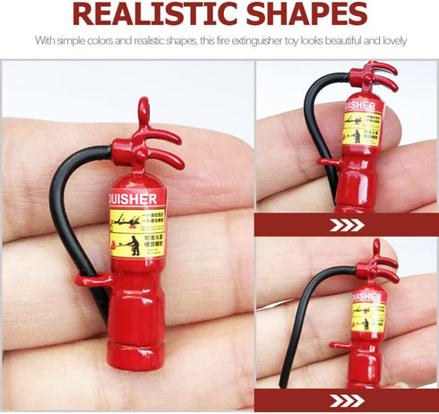 Totority Mini Fire Extinguisher 3pcs Set - Metal Outdoor Decor, Dollhouse Miniatures, Squirt Toy for Micro Landscape