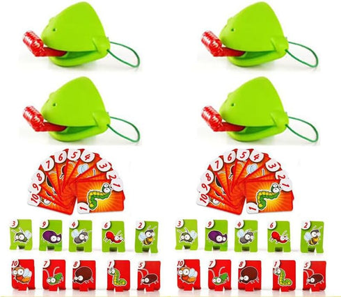 Frog Tongue Game with Blowing Air - Two-Pack and Four-Pack, Multiplayer Game with Insect Cardboard Included