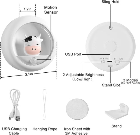 3 AIMILAR Night Light, Rechargeable Motion Sensor Light with Adjustable Brightness and Mounting Options, Ideal Kids