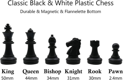 9.8" Magnetic Travel Chess Set, Portable Folding Chess Board for Adults and Kids, Black & White Color