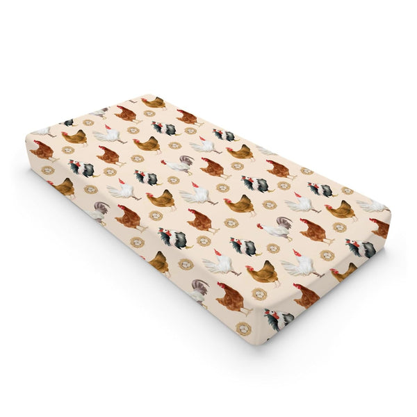 Farm Hens Roosters Changing Pad Covers, Farmhouse Chicken Eggs Sheets for Boys Girls, 32''x16'', Soft Breathable