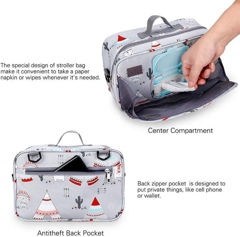 MOMIGO Baby Diaper Caddy Bag - Diaper Caddy Tote Baby Stroller Bag Nursery Storage Bin for Diapers, Wipes & Toys Mini