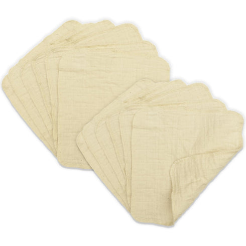 OsoCozy 12 Count 100% 15-Pack (9"x9" Muslin Baby Wipes Unbleached Cotton, Reusable Cloth Wipes for Sensitive Skin