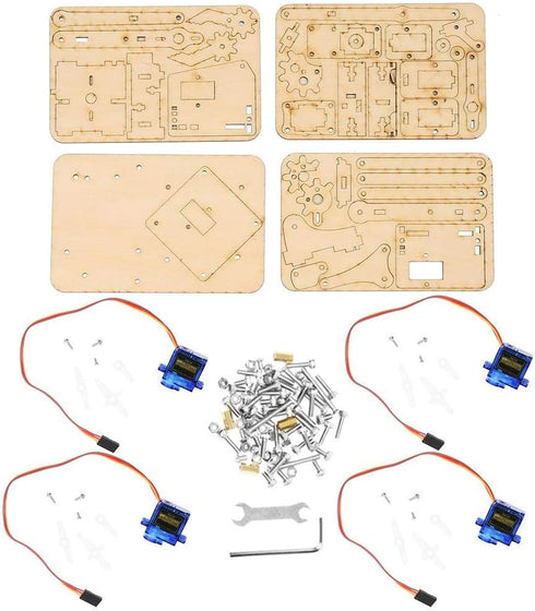 FTVOGUE Robot Arm Kit, 4 DOF DIY Wood Robot Arm SG90 Servo for Raspberry Pi SNAM1500