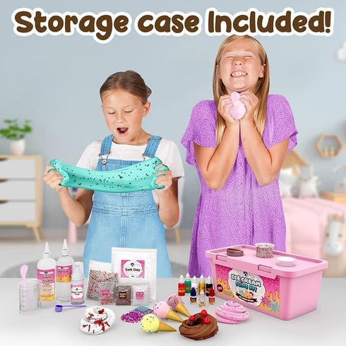 Set 31 8-12, Original Stationery Ice Cream Slime Kit for Girls Toys, DIY Cherry-Scented Slime Making with Pieces, Fun