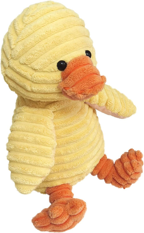 9 Inches Corduroy Duck Plush Stuffed Animal, Cute Furry Yellow Duck Toy, Soft Cuddly Plushie Hugger Toy for Boys Girls