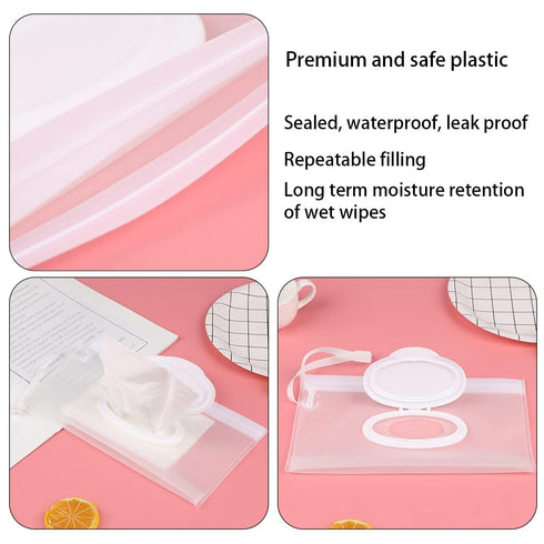 RANYUNSYZ 3Pcs Refillable Baby Wipe Case, Travel Wet Diaper Wipes Cases, Portable Waterproof Wipes Dispenser Container